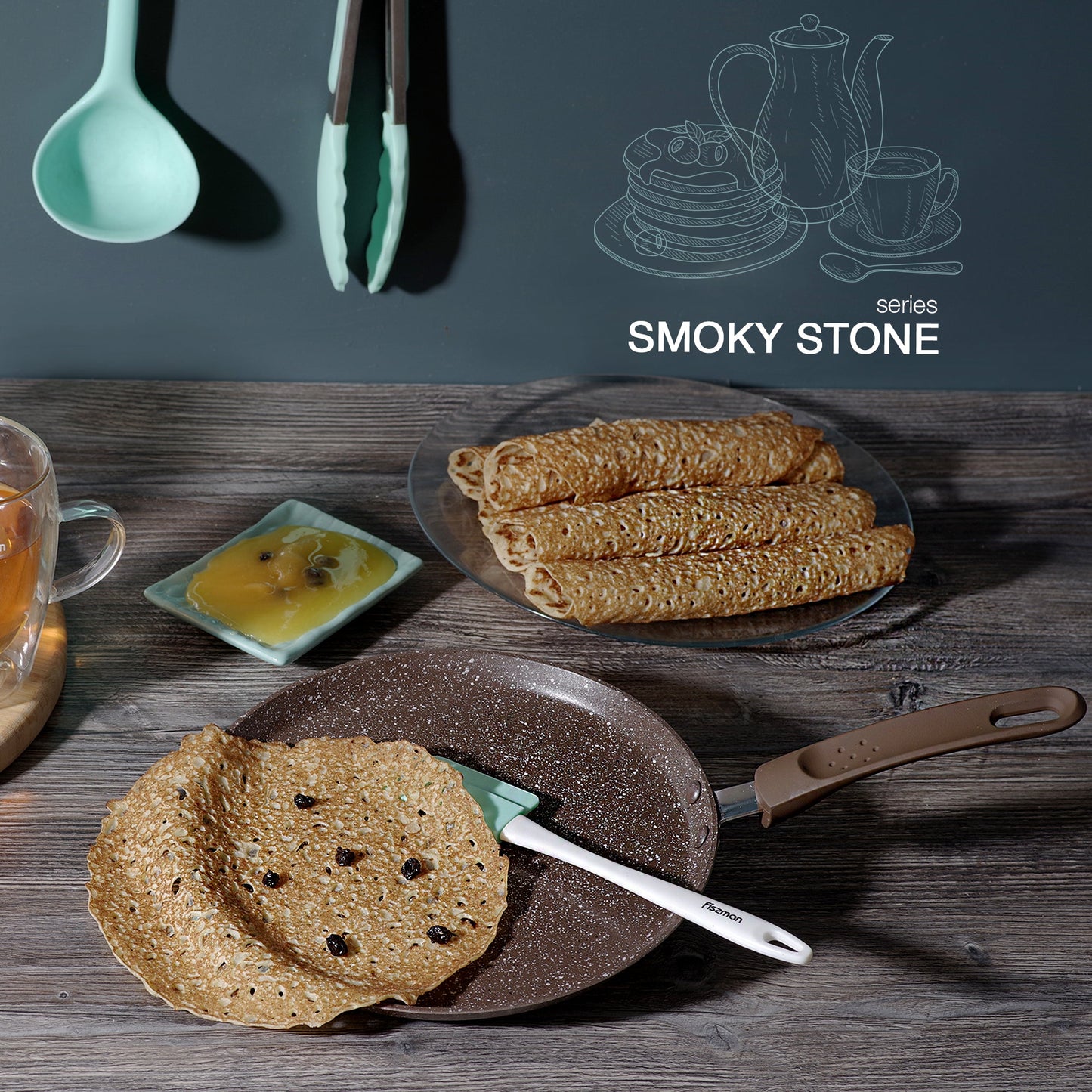 Fissman Crepe Pan Smoky Stone 20cm (Aluminium With Non-Stick Coating)