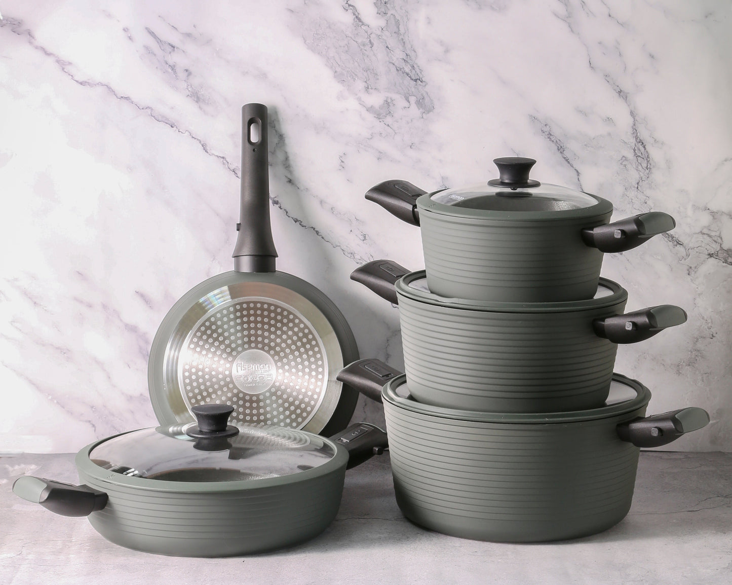 Fissman cookware Set Brilliant 9 Pcs (Aluminium With Non-Stick Coating)