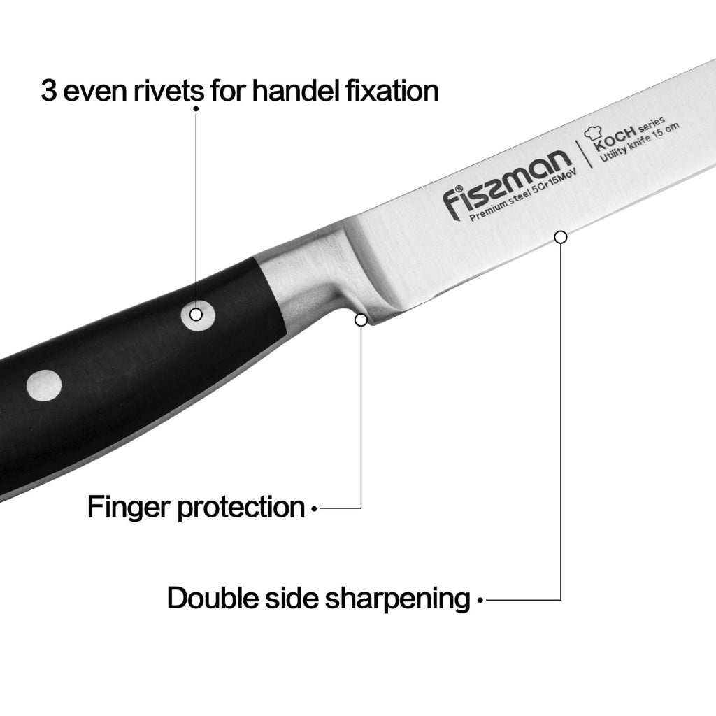 Fissman 6" Utility Knife Koch (5cr15mov Steel)