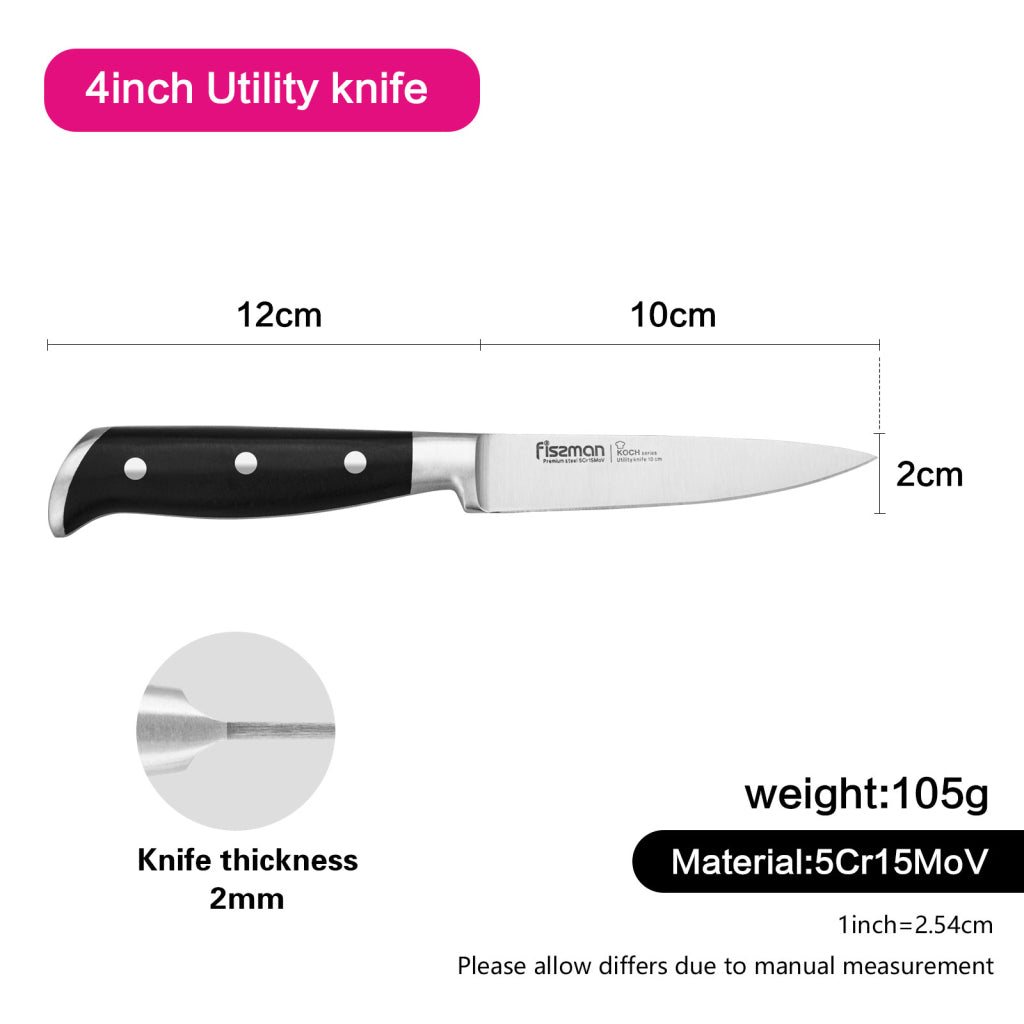 Fissman 4" Utility Knife Koch (5Cr15MoV Steel)