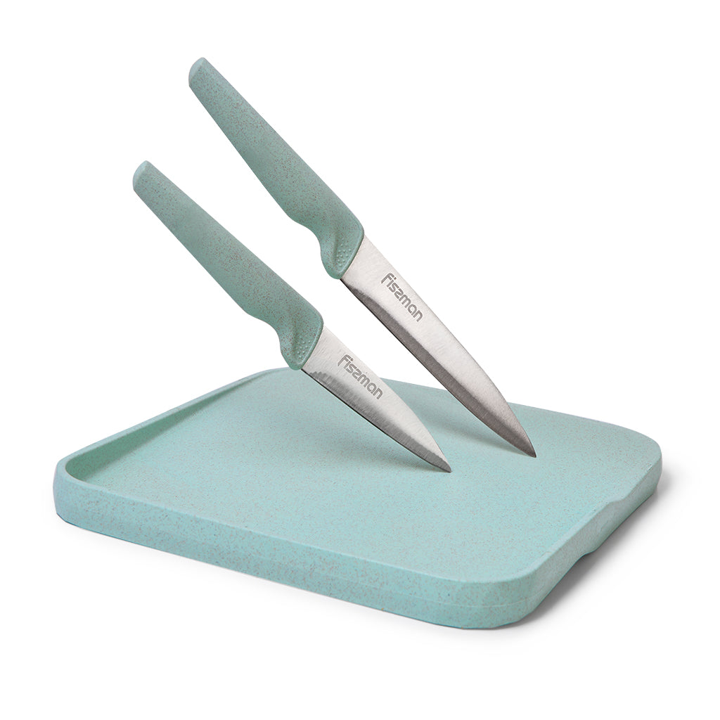 Fissman 3 Pc Knife Set With Chopping Board (3cr13 Steel)