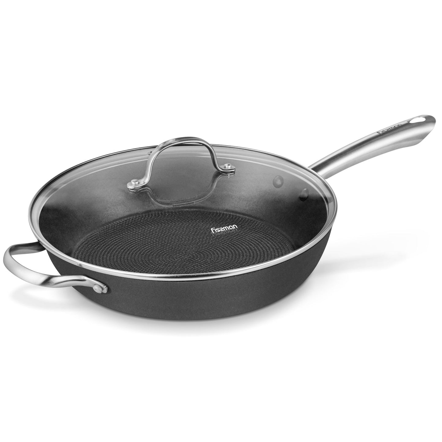 Fissman Deep Frying Pan Melita 30x8cm With Glass Lid (Lightweight Cast Iron With Non-Stick Coating)