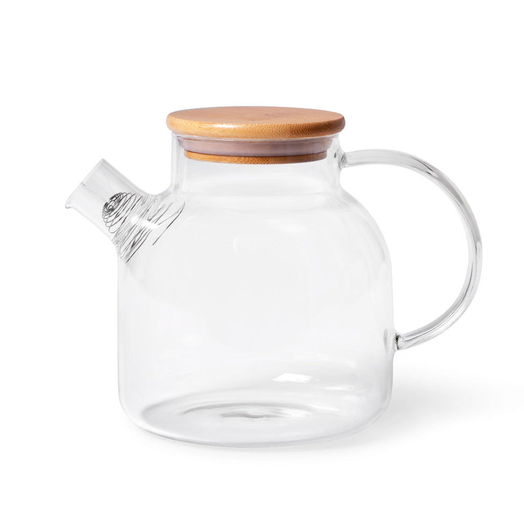 Fissman Tea Pot 1200ml With Bamboo Cover And Steel Infuser (Heat Resistant Glass)