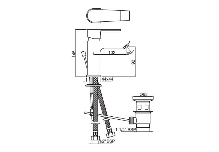 SINGLE LEVER BASIN MIXER WITH POPUP WASTE