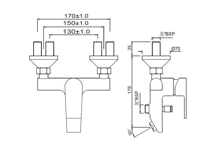 SINGLE LEVER WALL MIXER WITH PROVISION OF HAND SHOWER (ARI-CHR-39119)
