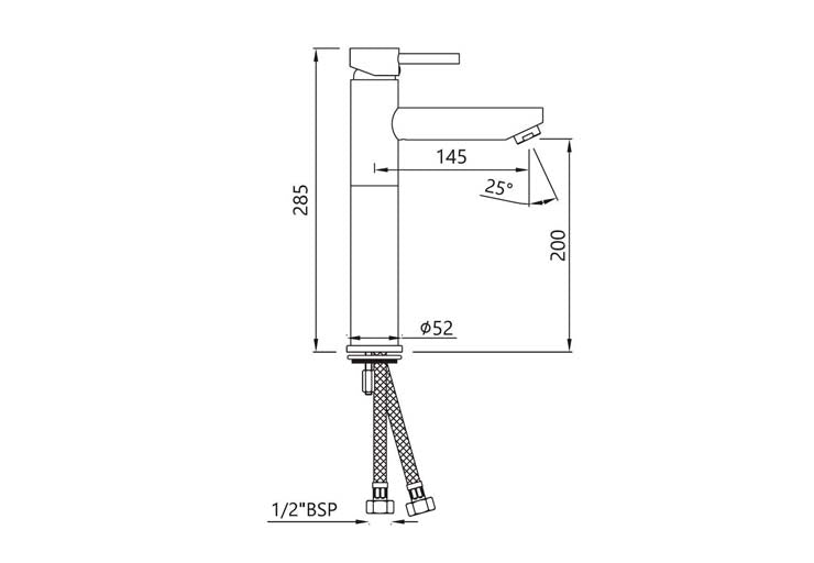 Single Lever High Neck Basin Mixer without Popup Waste (FLR-CHR-5005NB)