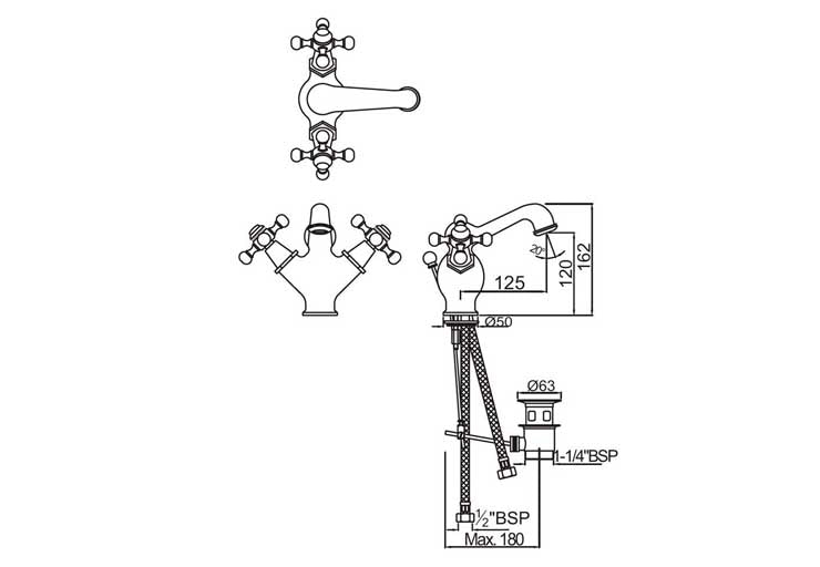 CENTRAL HOLE BASIN MIXER (QQT-CHR-7169B)
