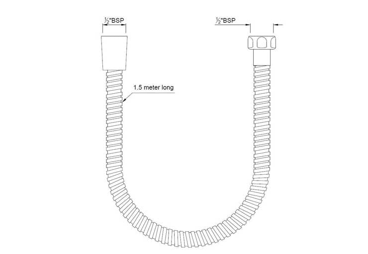 FLEXIBLE TUBE 8mm DIA. & 1.5M LONG WITH NUTS
