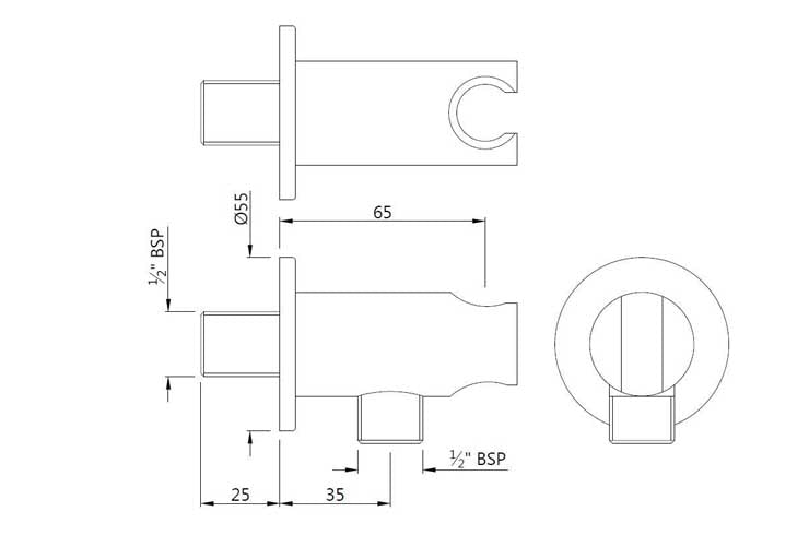 WALL OUTLET WITH SHOWER HOOK IN ROUND SHAPE (SHA-CHR-566R)