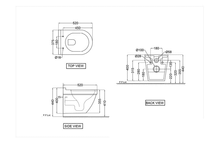 RIMLESS, BLIND INSTALLATION WALL HUNG WC