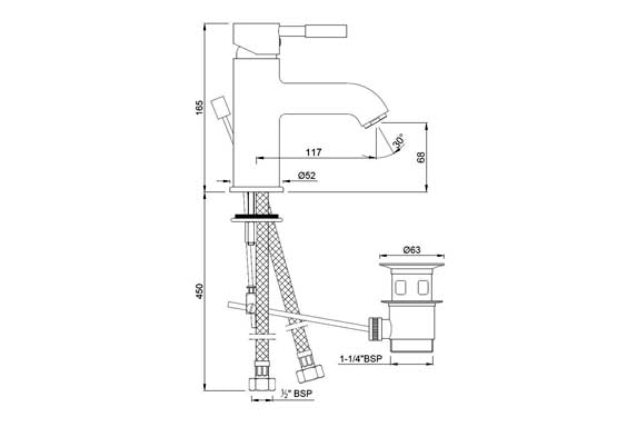 Single Lever Basin Mixer with Popup Waste (SOL-CHR-6051B)