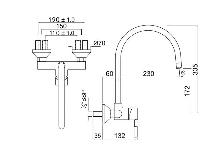 SINGLE LEVER SINK MIXER (SOL-CHR-6165)