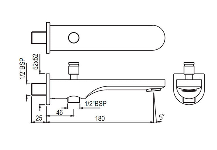 ORNAMIX PRIME BATH TUB SPOUT WITH BUTTON ATTACHMENT