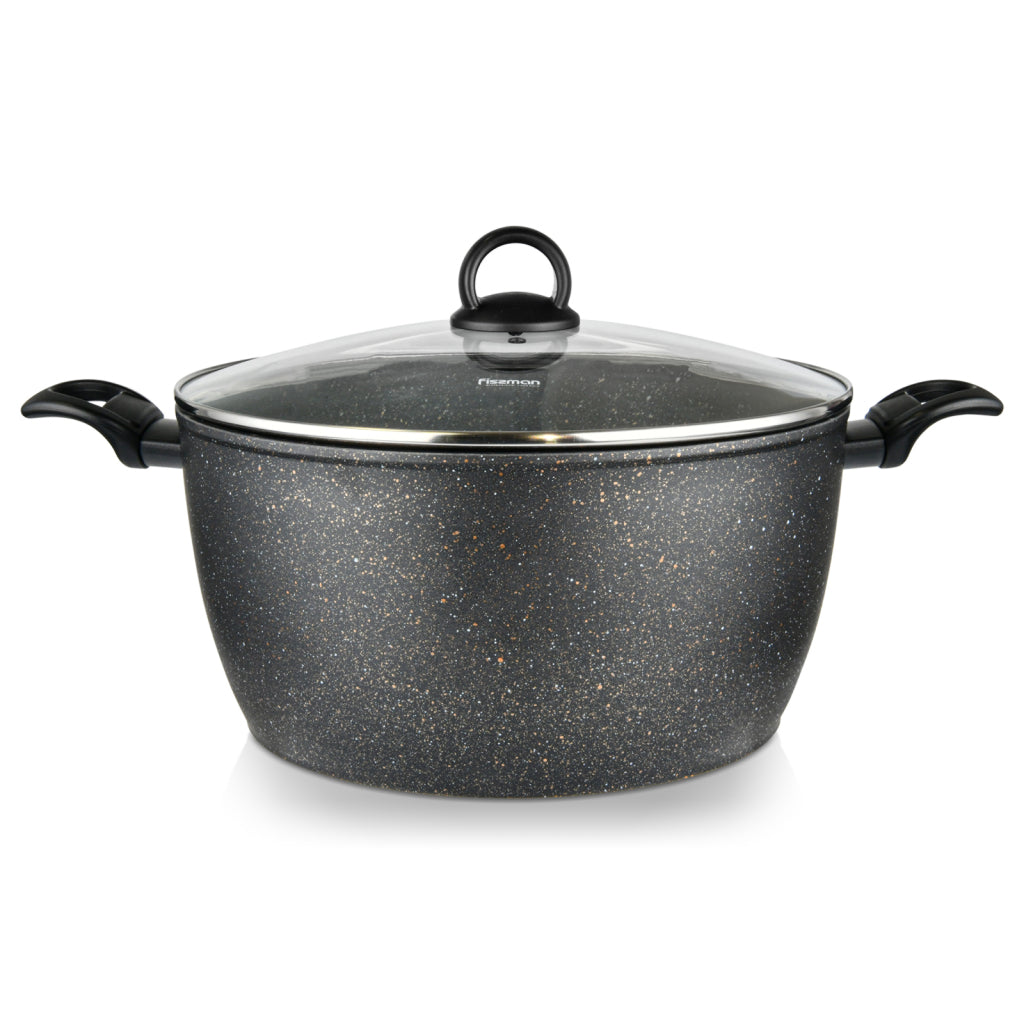 Fissman Stockpot Magna 28x14cm/7.35LTR With Glass Lid (Aluminium With Non-Stick Coating)