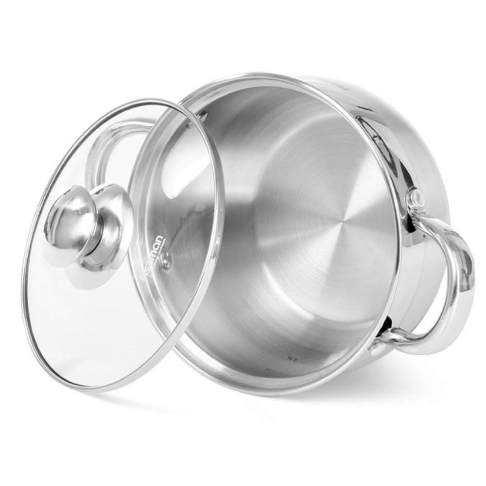 Fissman Prime Casserole 14x8.5cm/1.3LTR With Glass Lid (Stainless Steel)