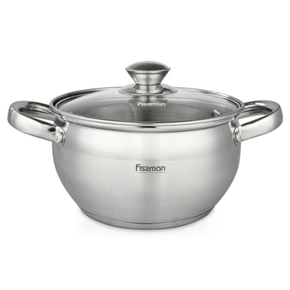 Fissman Prime Casserole 20x11.5cm/3.6LTR With Glass Lid (Stainless Steel)