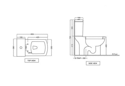 Coupled WC with UF soft close slim seat cover