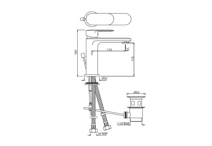 SINGLE LEVER BASIN MIXER WITH POPUP WASTE (OPP-CHR-15051BPM)