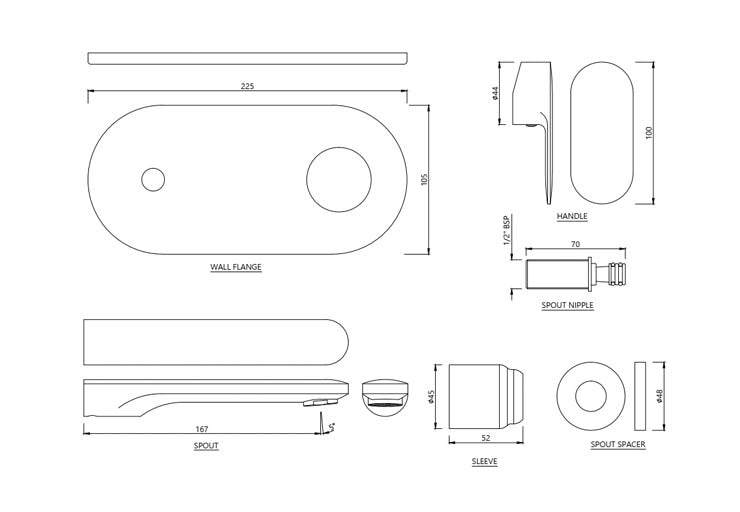 Exposed Parts of Single Lever Built-in In-wall Manual Valve