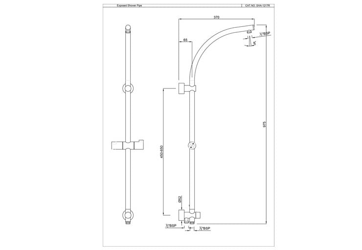 EXPOSED SHOWER PIPE WITH DIVERTER (SHA-CHR-1217R)