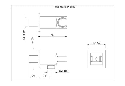 Square Wall Outlet with Shower Hook