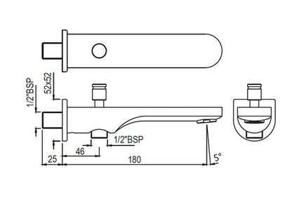 ORNAMIX PRIME BATH TUB SPOUT WITH BUTTON ATTACHMENT