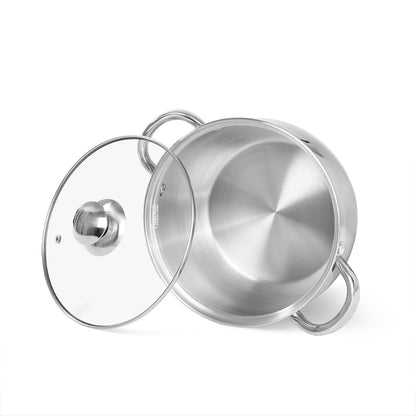 Fissman Prime Casserole 20x11.5cm/3.6LTR With Glass Lid (Stainless Steel)