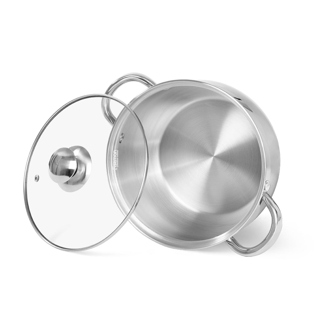 Fissman Prime Stockpot 24x13.5cm/6.1LTR With Glass Lid (Stainless Steel)